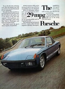 Porsche 914 2,0 1974 ""The 29 MPG Porsche"" anuncio original impreso en color - Imagen 1 de 1