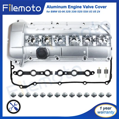 Aluminum Engine Valve Cover w/ Gasket for BMW 02-06 325i 330i 525i 530i X3 X5 Z4 - Image 1 of 4