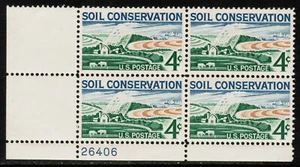 US USA Sc# 1133 MNH FVF PLATE # BLOCK Soil Conservation Contour Plowing Farms - Picture 1 of 1