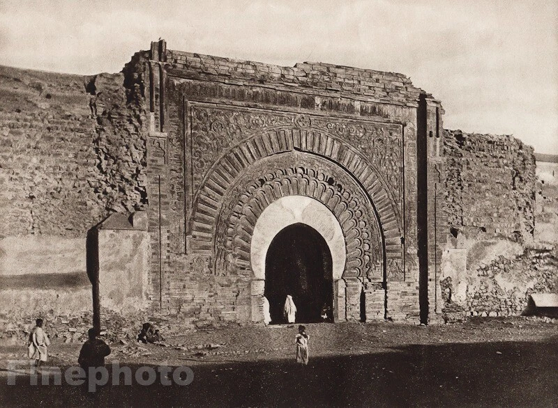 1924 年复古摩洛哥马拉喀什 Bab Aguenaou 建筑 FLANDRIN 艺术 11X14 — 第 1/1 张图片