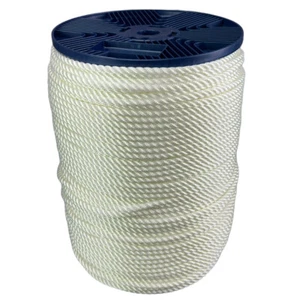 Cuerda de poliéster blanca de 3 hebras de 6 mm x carrete de 50 metros barcos marinos yates guardabarros - Imagen 1 de 4