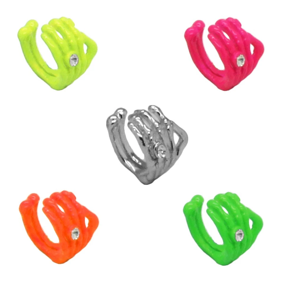 Ohrklemme Ear cuff Ohrclip Earcuff Gecko Frosch Mensch Gothic silber pink gelb - Bild 1 von 1