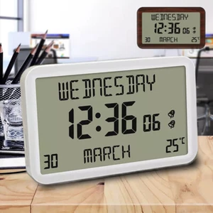 Radio Controlled Full Digital Calendar Clock Displays Time Day Date Temperature - Picture 1 of 9