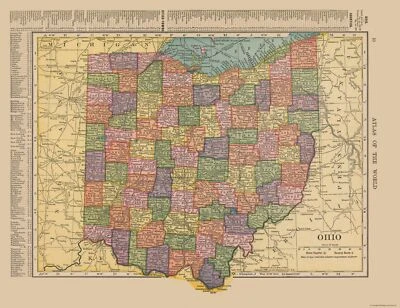 Historic State Map - Ohio - Hammond 1910 - 29.86 x 23 - Vintage Wall Art - Image 1 of 4