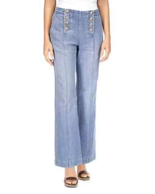 $145 Michael Kors Flare Leg Sailor Jeans, Angel Blue, Size 10P - Image 1 of 3