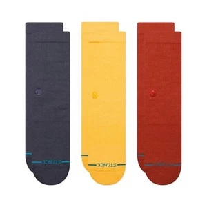Stance Men's L 9-13 Icon 3 Pr Crew Socks Blue Gold Rust Cotton 3 Pack - Picture 1 of 1