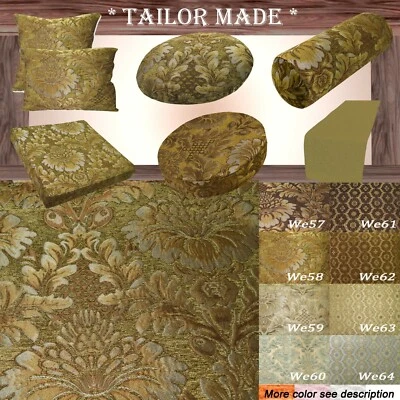 We58 - Olive Brown Peony Flower Leaf Bolster Case/Pillow/Sofa Seat Cushion Cover - Image 1 of 4