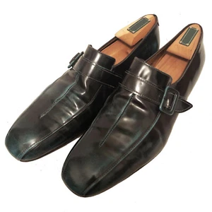 $950 BOTTEGA VENETA Men's Dk Green Polished Leather Monk Strap - 10 1/2 U.S. - Picture 1 of 12