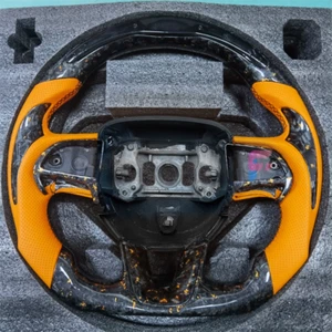 Forged Carbon Fiber Yellow Leather Steering Wheel for Dodge Challenger 2015-2020 - Picture 1 of 3