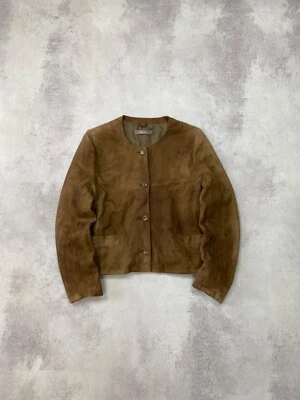 Chaqueta abotonada vintage de cuero gamuza Hermes talla EU36 Foto 1 de 4