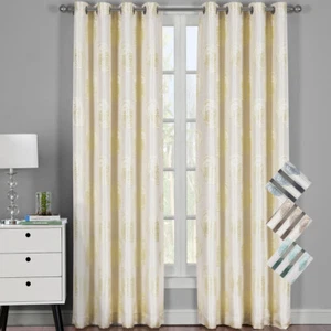 2PC Lafayette Window Grommet Panels Jacquard Textured Modern Chic Curtain Set - Picture 1 of 10