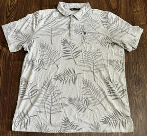 Travis Mathew Golf Polo Shirt Men's 2XL Short Sleeve Palm Tree Floral Gray - Picture 1 of 16