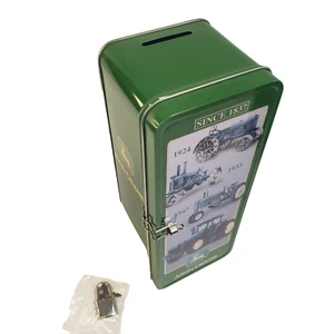 John Deere Metal Locking Coin Bank With Lock & Key- 8.25 in x 3.125 in. x 3 in. - Picture 1 of 11