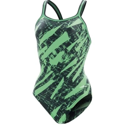 Traje de baño Dolfin XtraSleek Eco Team Print DBX espalda verde talla 22 UPF50+ nuevo Foto 1 de 4