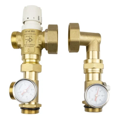 MARKENLOS Juego de control de valor fijo para calefacción por suelo radiante sin bomba latón válvula mezcladora Afriso UM-2