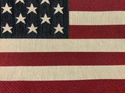 Tecido painel gobelim jacquard pesado aparência linho bandeira estrelas e listras EUA América - Imagem 1 de 4