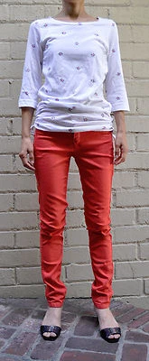 Bleulab Detour Reversible Orange Mellon Coated Legging Jeans 25 Womens - Image 1 of 4