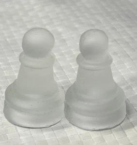 Glass Chess Pawns Set of 2 – FROSTED – Replacement Pieces – Mini Set 24mm - Picture 1 of 3