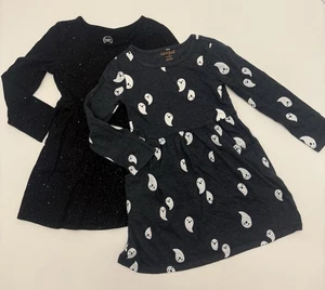 Girls Fall Halloween Ghost  Black Long sleeve Lot Of 2 Dresses Size 4/5 - Picture 1 of 1