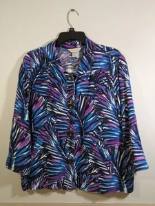 Christopher & Banks Womens Blue Purple Linen Jacket Spring Pockets size XL - Picture 1 of 4