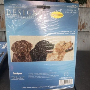Janlynn Labrador Trio Dogs Counted Cross Stitch #120-29 No Needle Open - Picture 1 of 3