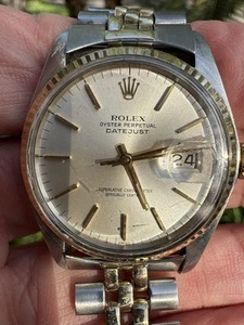 Mens Rolex Datejust Gold Stainless Steel Silver Dial 36mm Watch 16013 - Picture 1 of 13