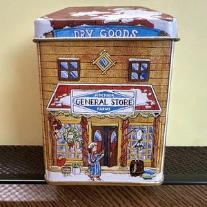 Vintage Christmas Village General Store Tin Ornament Tin Box Co of America 3.5"t - Picture 1 of 7