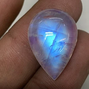 AAAAA Natural Blue Flashy Fire Rainbow Moonstone pear Shape Cabochon 15.5x22 MM - Picture 1 of 20