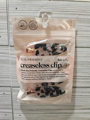 Kitsch Eco-Friendly Creaseless Hair Clip 4 Piece Set Black/Clear with Rose Gold - Image 1 of 2
