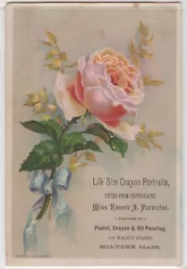Tarjeta comercial de masa de Holyoke de tamaño natural retratos de lápiz rosa rosa Aannie A Parmelee - Imagen 1 de 2