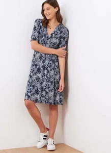 Brora Snakeskin Jersey Stretch Lightweight Wrap Style Midi Dress Size 8 Blue - Picture 1 of 20