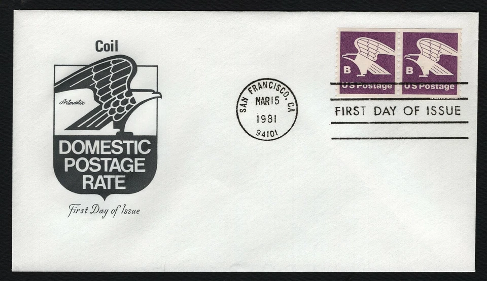 #1820 'B' Eagle-Pair, Artmaster FDC **ANY 5=FREE SHIPPING** - Image 1 of 1