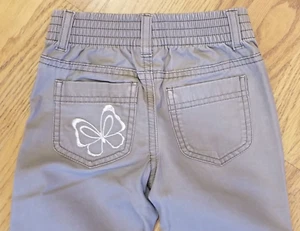 LONG PANTS~GIRLS~SIZE 4T TODDLER~TAUPE~BROWN~KHAKI~BUTTERFLY EMBROIDERED POCKET - Picture 1 of 4