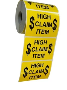 3.5" X 2.3" High Claim $ Item Yellow Shipping Handling labels sticker 500 P/Roll - Picture 1 of 4