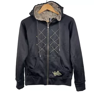 Sudadera con capucha negra pesada con cremallera completa Volcom para mujer talla mediana - Imagen 1 de 5