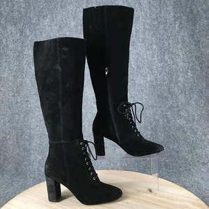 Charles By Charles David Boots Womens 6.5 M Knee High Black Zip Lace Up Heels - Picture 1 of 17