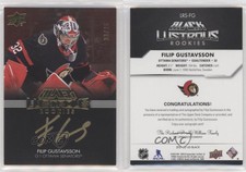 2021 SPx UD Black Lustrous Signatures Gold /25 Filip Gustavsson Rookie Auto RC