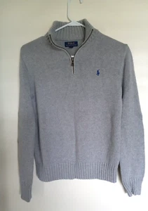 Polo Ralph Lauren Grey 1/2 Zip Youth Sweater L 14/16 - Picture 1 of 3