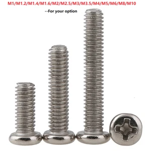 M3.5 PAN HEAD SCREWS BUTTON HEAD SCREW BOLT POZI/PHILLIPS STAINLESS STEEL A2 - Picture 1 of 6