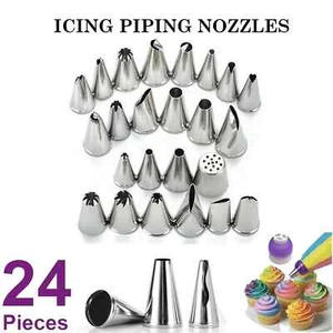 24 PIECES ICING PIPING NOZZLE TOOL SET BOX – CAKE CUPCAKE SUGARCRAFT DECORATING - Picture 1 of 10