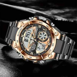 LIGE Men's Military-Style Digital Watch - 1968.5inch Water Resistant, LED Displa - Picture 1 of 8