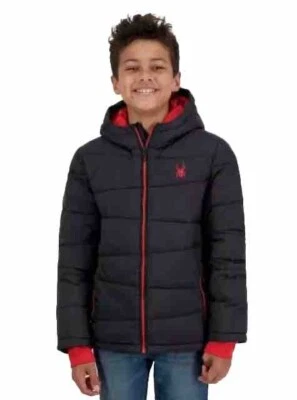 SPYDER Boys Size L (14-16) Puffer Jacket Water Resistant Black/Red NWT $149 - Image 1 of 4