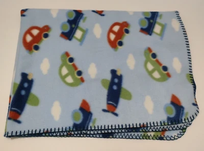 Garanimals  Baby Blanket Cars Trains Airplanes Fleece Blue 30" x 40" - Image 1 of 4