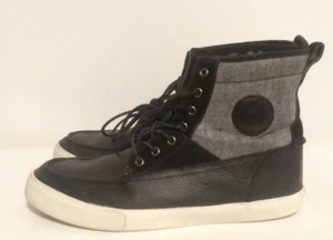 Polo Ralph Lauren Tynedale Mens Sz 13 Black Pitstop Leather Chambray Hi Sneaker - Picture 1 of 12