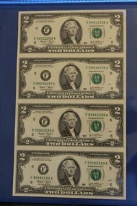 2003 $2 Uncut Sheet - F99911599A - Very cool sheet only issue - Picture 1 of 1