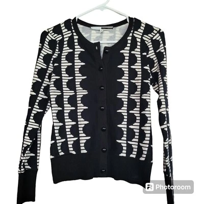 Tracy Reese Black And White Scallop Cardigan Size P - Image 1 of 4
