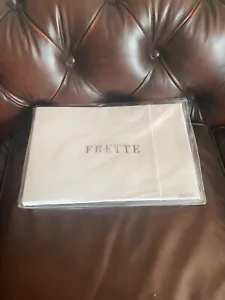 FRETTE ONE BOURDON PERCALE COTTON QUEEN DUVET COVER IVORY with blue strip - Picture 1 of 6