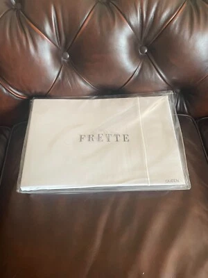 New! FRETTE One Bourdon Queen Duvet Cover - Ivory 100% Cotton Percale - Luxury - Image 1 of 4