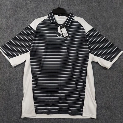 Oakley C1 Archive Stripe Golf Polo Shirt XL Black White Hydrolix Ciclo New Tags - Image 1 of 4