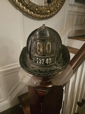 Vintage 1960's F.D.N.Y. Leather Fire Helmet  Cairns Brother 80 / 13243 - Image 1 of 4